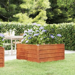 Letto Rialzato da Giardino Ruggine 100x100x45 cm Acciaio