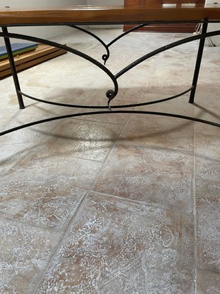 Mesa baja madera y hierro forja