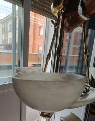 Lámpara de techo mármol y metal dorado