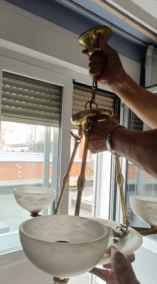 Lámpara de techo mármol y metal dorado