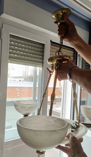 Lámpara de techo mármol y metal dorado