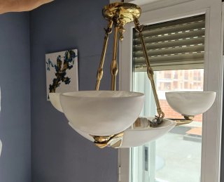 Lámpara de techo mármol y metal dorado