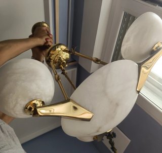 Lámpara de techo mármol y metal dorado