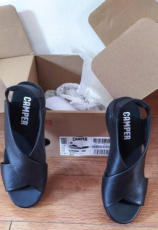 Sandalias Camper Balloon Cuero Negro Talla 37