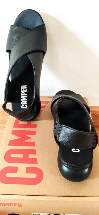 Sandalias Camper Balloon Cuero Negro Talla 37