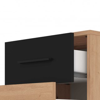 Comodino 2 Cassetti Rovere Chiaro e Nero 42x42cm