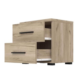 Comodino 2 Cassetti Comò Rovere Grigio 45x34x43cm