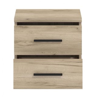 Comodino 2 Cassetti Comò Rovere Grigio 45x34x43cm