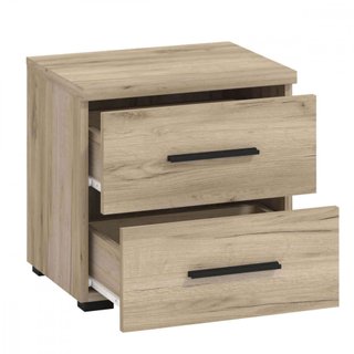 Comodino 2 Cassetti Comò Rovere Grigio 45x34x43cm