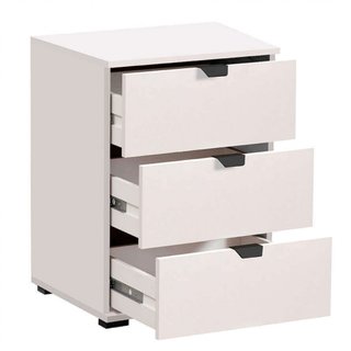 Comodino 3 Cassetti Bianco Comò 45x40x63cm Legno