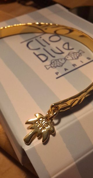 Pulsera Clio Blue Dorada con Charm Palmera