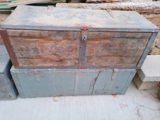 Caja antigua madera y metal transporte vintage