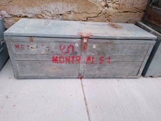Caja antigua madera y metal transporte vintage