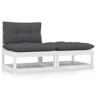 Set Divani da Giardino 2 pz Cuscini Legno Massello Pino