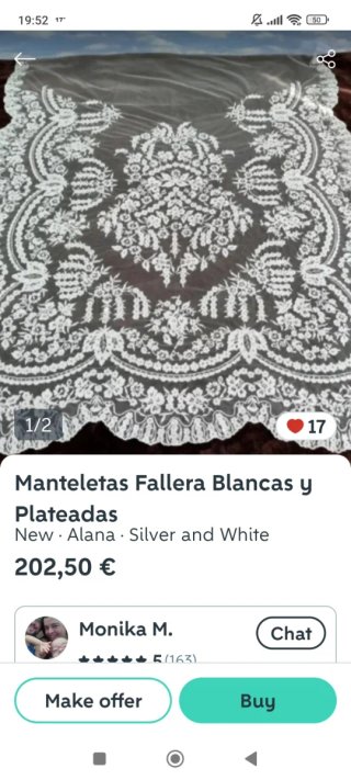 Manteletas Fallera Blancas y Plateadas