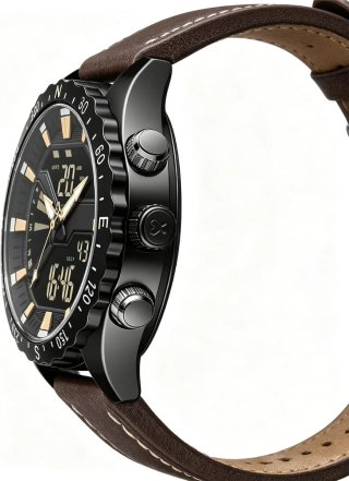 Reloj Analógico-Digital Hombre Marrón