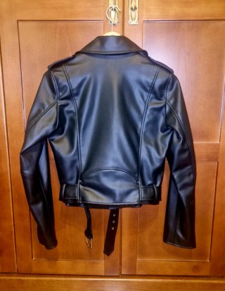Cazadora Biker Zara Efecto Piel Negra XS