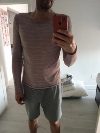 Camiseta manga larga hombre rosa