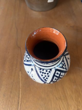 Jarrón Cerámica Marroquí Azul y Blanco