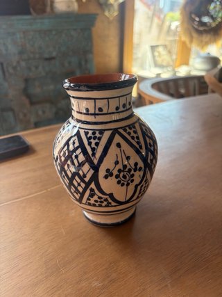 Jarrón Cerámica Marroquí Azul y Blanco