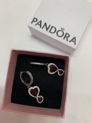 Pendientes Pandora Corazón Rojo y Plata