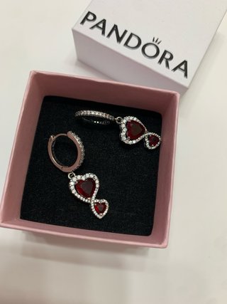 Pendientes Pandora Corazón Rojo y Plata