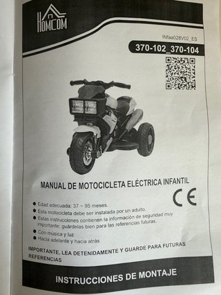 Moto eléctrica HOMCOM infantil roja y blanca