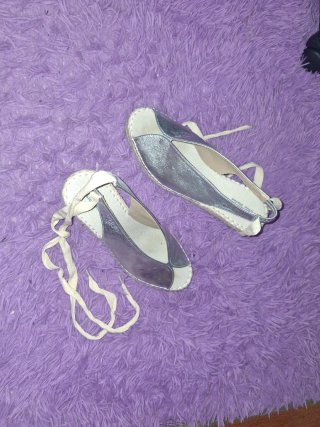 Zapatillas esparteras plata con cuña