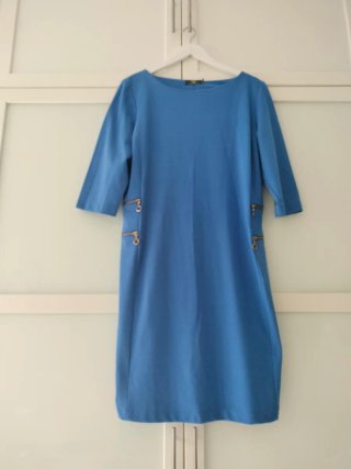 Vestido azul talla 54 con cremalleras