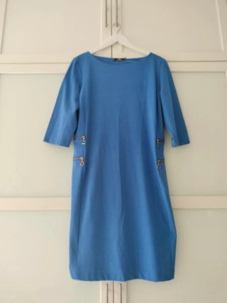 Vestido azul talla 54 con cremalleras