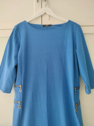 Vestido azul talla 54 con cremalleras