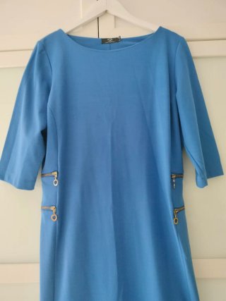 Vestido azul talla 54 con cremalleras