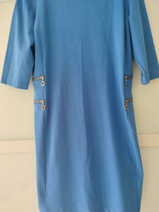Vestido azul talla 54 con cremalleras
