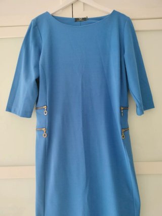 Vestido azul talla 54 con cremalleras
