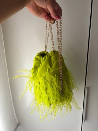 Bolso bombonera Zara plumas lima
