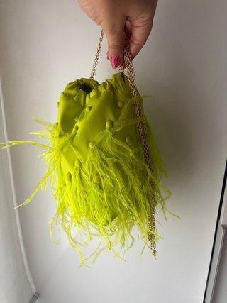 Bolso bombonera Zara plumas lima