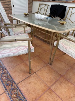 Tavolo da Terrazza in Metallo Imitazione Bambù