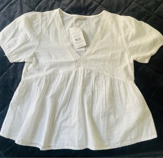 Blusa Springfield Blanca Encaje Talla M