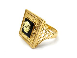 Sello Oro 18K con Onix y Circonitas tipo Versace