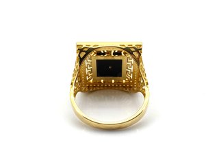 Sello Oro 18K con Onix y Circonitas tipo Versace