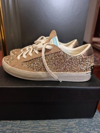 Zapatillas Brillantes Beige y Dorado