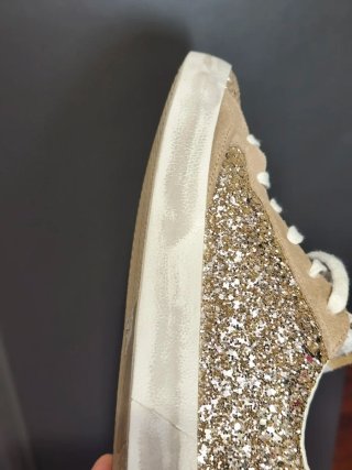 Zapatillas Brillantes Beige y Dorado