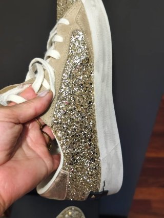 Zapatillas Brillantes Beige y Dorado