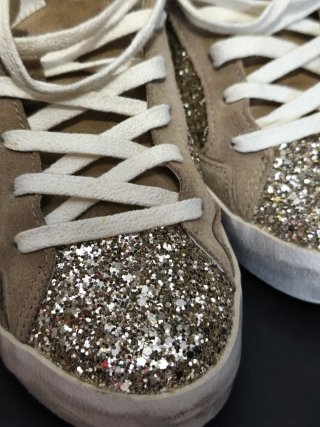 Zapatillas Brillantes Beige y Dorado