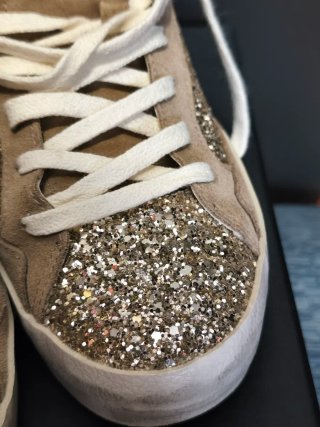 Zapatillas Brillantes Beige y Dorado