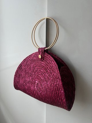 Tocado y bolso fiesta rosa dorado
