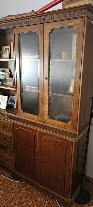 Mueble Salón Vintage Madera Cristal 260x200