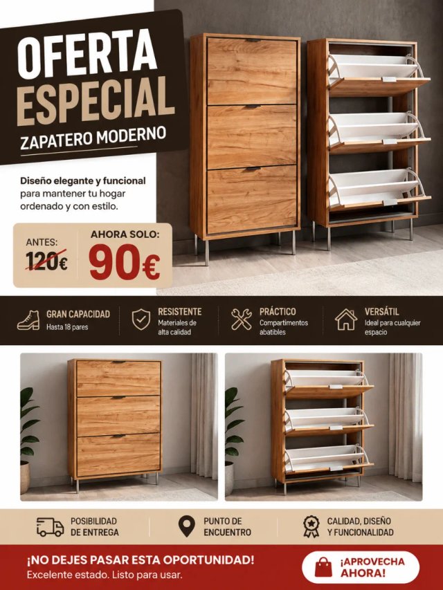 Zapatero moderno madera 90€