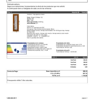 Ventana PVC Cortizo Oscilobatiente