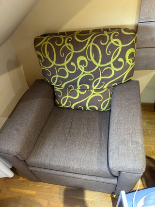 Sofá Cama Tela Marrón y Verde